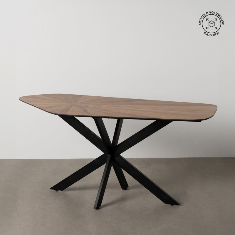 Table à manger moderne Originale 8 personnes en Bois MDF Naturel Métal Noir Rubielos - 8
