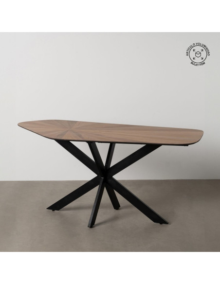 Table à manger moderne Originale 8 personnes en Bois MDF Naturel Métal Noir Rubielos - 8