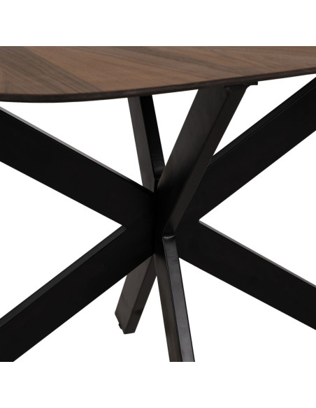 Table à manger moderne Originale 8 personnes en Bois MDF Naturel Métal Noir Rubielos - 5