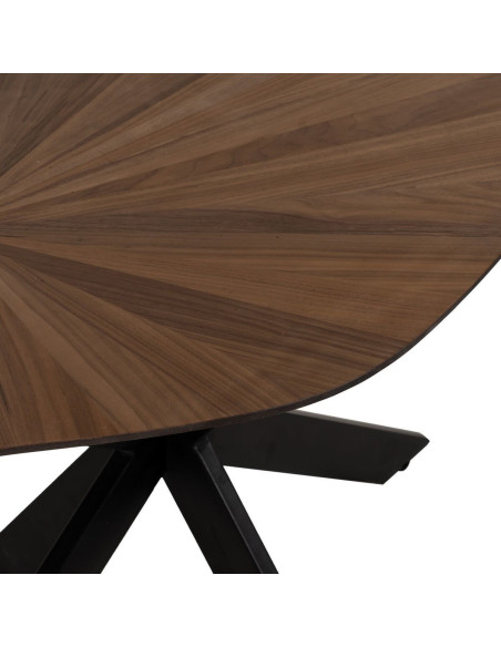 Table à manger moderne Originale 8 personnes en Bois MDF Naturel Métal Noir Rubielos - 6