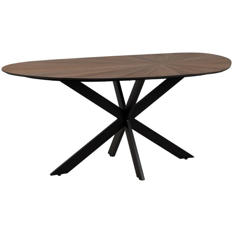 Table à manger moderne Originale 8 personnes en Bois MDF Naturel Métal Noir Potes - 1