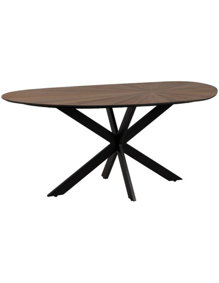 Table à manger moderne Originale 8 personnes en Bois MDF Naturel Métal Noir Potes - 1