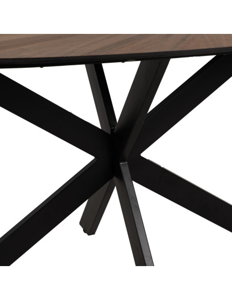 Table à manger moderne Originale 8 personnes en Bois MDF Naturel Métal Noir Potes - 5