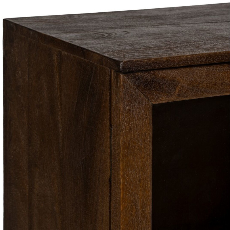 Petit Buffet Vitrine moderne Bas 2 portes en Bois de manguier Marron Verre Transparent Comillas - 4