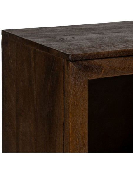 Petit Buffet Vitrine moderne Bas 2 portes en Bois de manguier Marron Verre Transparent Comillas - 4