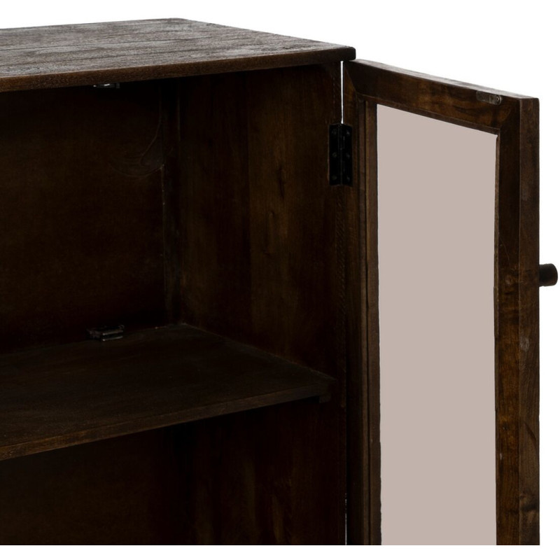 Petit Buffet Vitrine moderne Bas 2 portes en Bois de manguier Marron Verre Transparent Comillas - 6