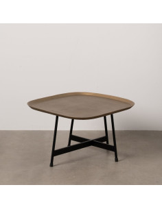 Table basse moderne Carrée en Métal Doré Noir Sella - 1 2