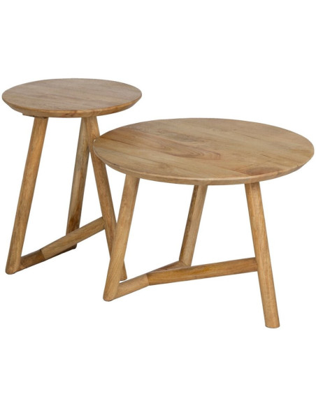 Table basse moderne Ronde en Bois de manguier Naturel Altea - 2
