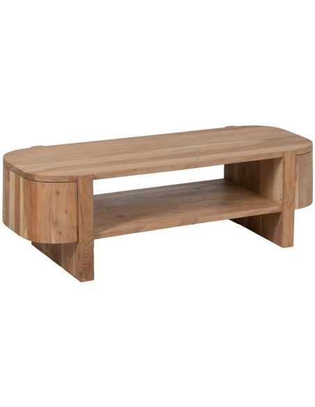 Grande Table basse moderne Ovale 1 étagère en Bois d'acacia Naturel Creel - 1