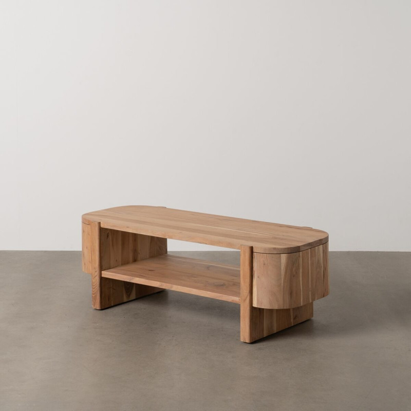 Grande Table basse moderne Ovale 1 étagère en Bois d'acacia Naturel Creel - 2