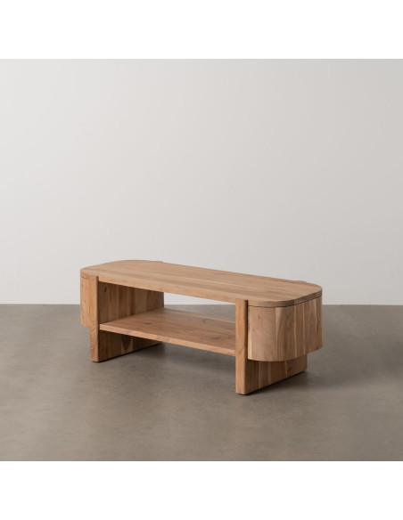 Grande Table basse moderne Ovale 1 étagère en Bois d'acacia Naturel Creel - 2