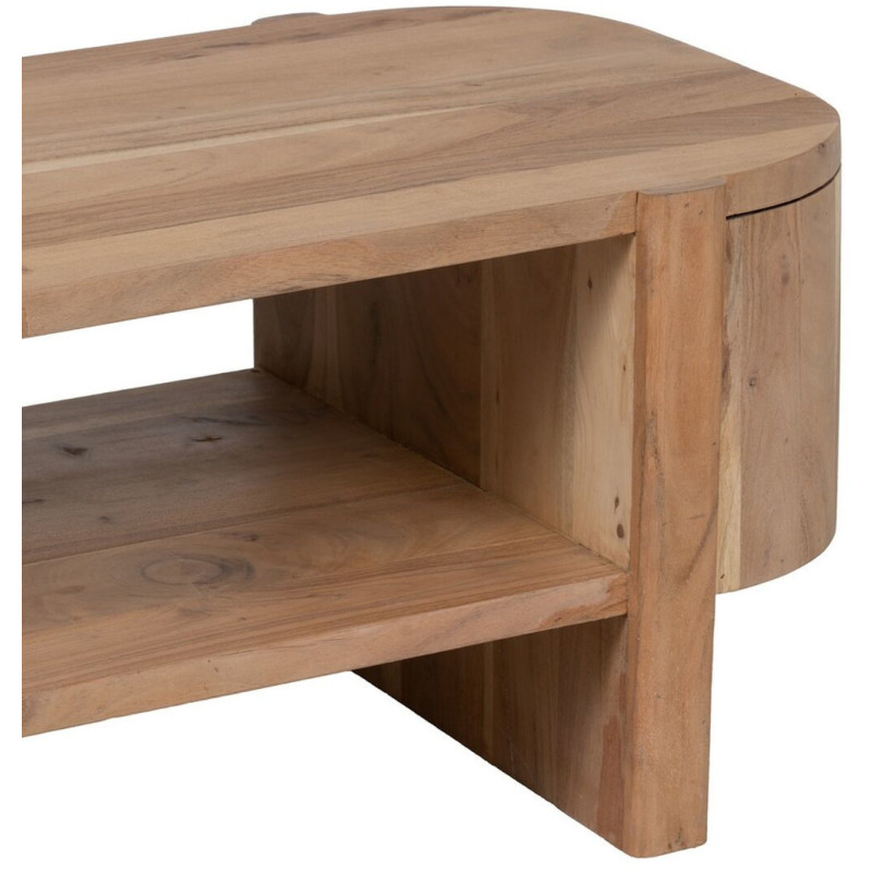 Grande Table basse moderne Ovale 1 étagère en Bois d'acacia Naturel Creel - 4