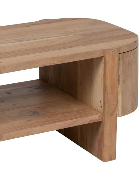 Grande Table basse moderne Ovale 1 étagère en Bois d'acacia Naturel Creel - 4