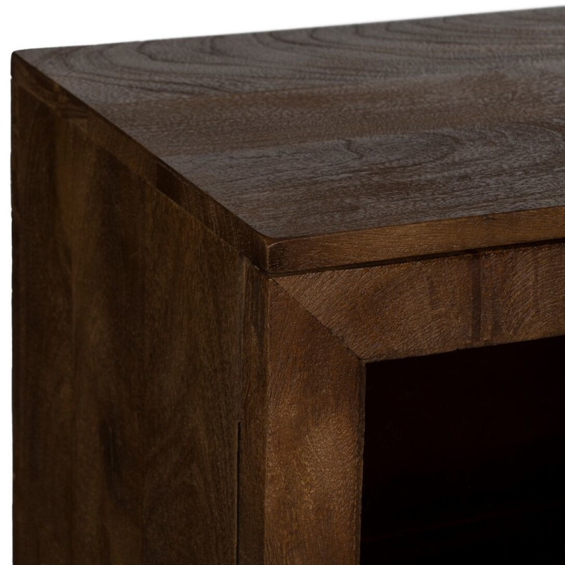 Grand Buffet Vitrine moderne Bas 4 portes en Bois de manguier Marron Verre Transparent Comillas - 4
