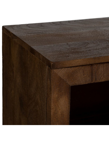 Grand Buffet Vitrine moderne Bas 4 portes en Bois de manguier Marron Verre Transparent Comillas - 4