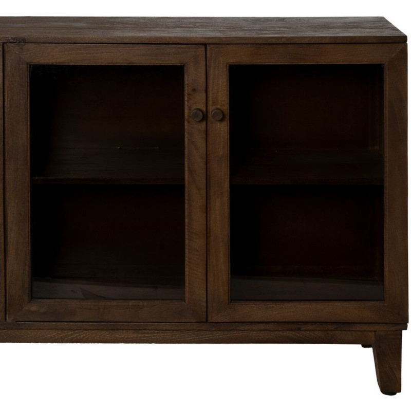 Grand Buffet Vitrine moderne Bas 4 portes en Bois de manguier Marron Verre Transparent Comillas - 5