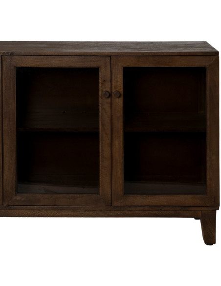 Grand Buffet Vitrine moderne Bas 4 portes en Bois de manguier Marron Verre Transparent Comillas - 5