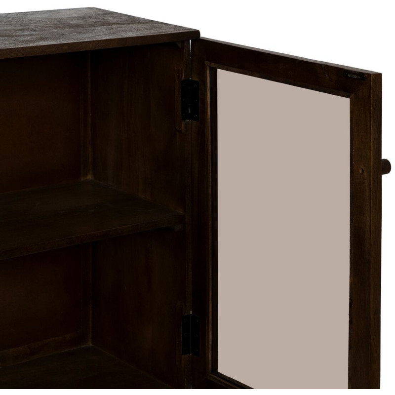 Grand Buffet Vitrine moderne Bas 4 portes en Bois de manguier Marron Verre Transparent Comillas - 6