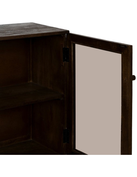 Grand Buffet Vitrine moderne Bas 4 portes en Bois de manguier Marron Verre Transparent Comillas - 6