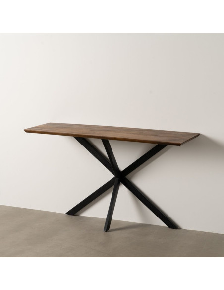 Console moderne Rectangulaire en Bois de manguier Miel Métal Noir Lorca - 2