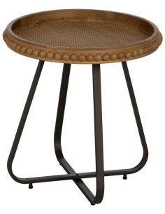 Table d'appoint originale Boules Ronde 52 cm en Bois de sapin Naturel Métal Noir Sabinan - 1