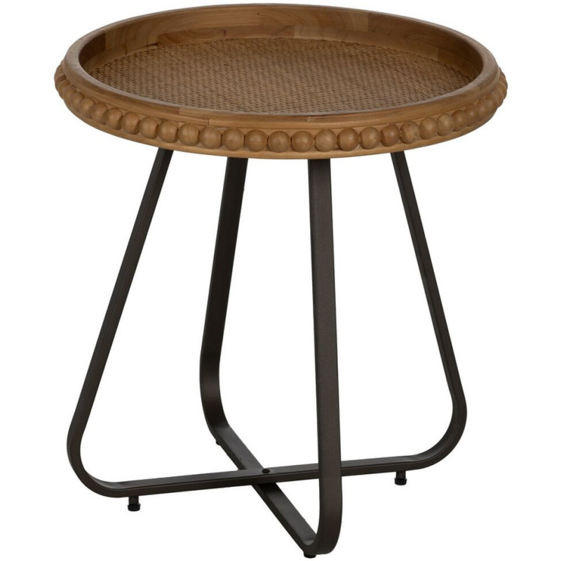 Table d'appoint originale Boules Ronde 52 cm en Bois de sapin Naturel Métal Noir Sabinan - 1