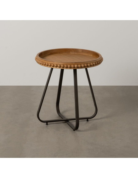 Table d'appoint originale Boules Ronde 52 cm en Bois de sapin Naturel Métal Noir Sabinan - 2