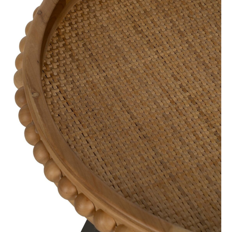 Table d'appoint originale Boules Ronde 52 cm en Bois de sapin Naturel Métal Noir Sabinan - 4