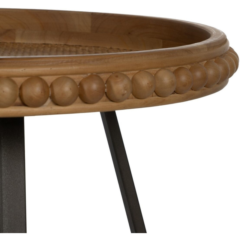 Table d'appoint originale Boules Ronde 52 cm en Bois de sapin Naturel Métal Noir Sabinan - 6