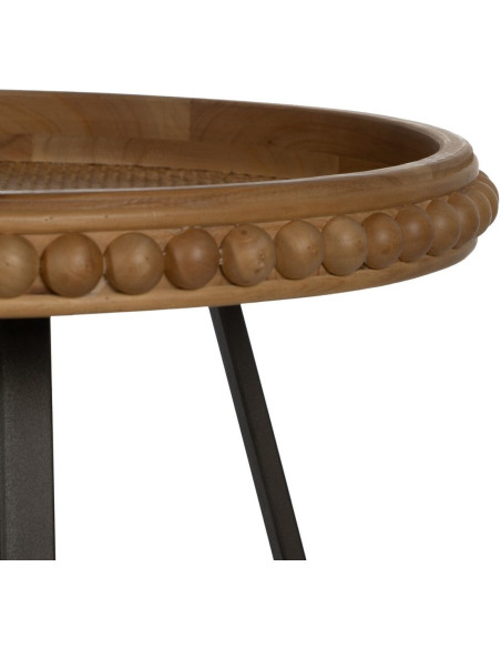 Table d'appoint originale Boules Ronde 52 cm en Bois de sapin Naturel Métal Noir Sabinan - 6