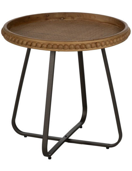 Table d'appoint originale Boules Ronde 62 cm en Bois de sapin Naturel Métal Noir Sabinan - 1