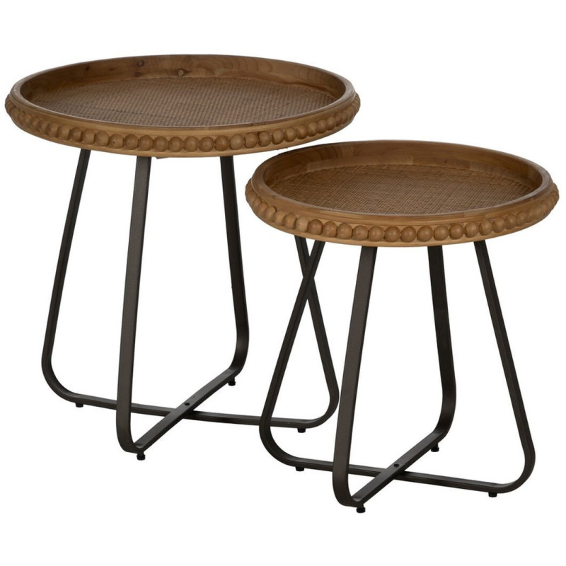 Table d'appoint originale Boules Ronde 62 cm en Bois de sapin Naturel Métal Noir Sabinan - 3