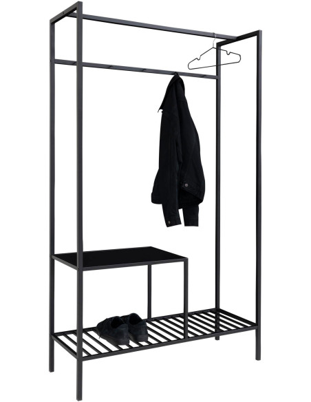 Dressing moderne 2 étagères Métal Panneau de particules Feuille de mélamine Noir Vita - 1