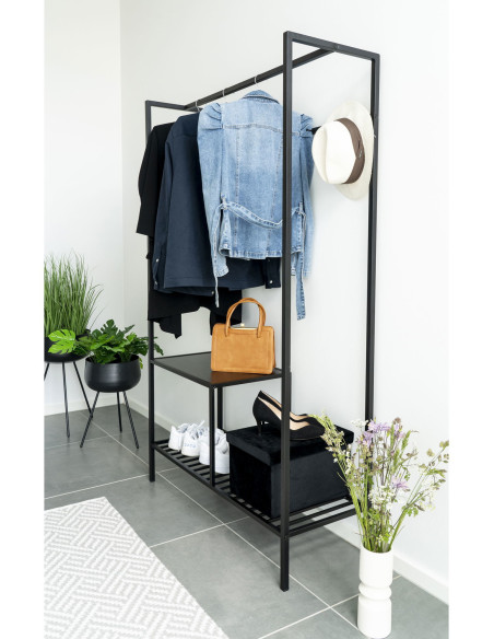 Dressing moderne 2 étagères Métal Panneau de particules Feuille de mélamine Noir Vita - 2