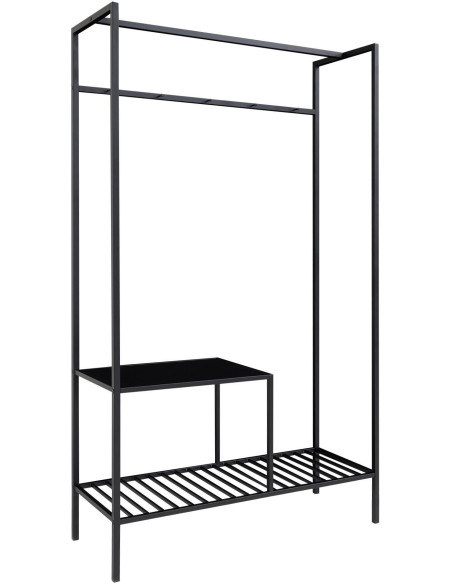 Dressing moderne 2 étagères Métal Panneau de particules Feuille de mélamine Noir Vita - 3