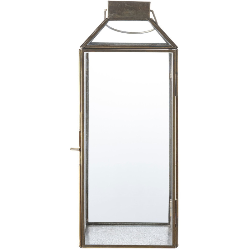 Grande Lanterne Photophore pour bougie Hauteur 35 cm Verre Transparent Métal Doré Effet laiton vieilli Mysore - 3