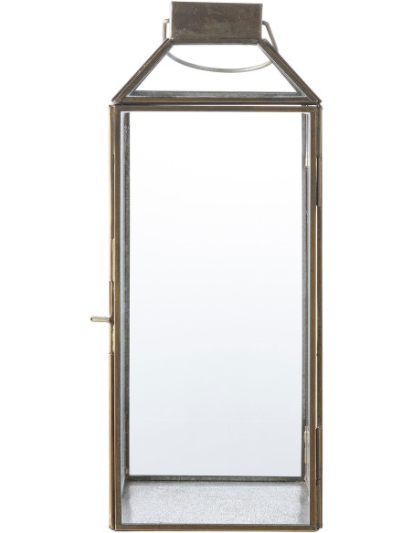 Grande Lanterne Photophore pour bougie Hauteur 35 cm Verre Transparent Métal Doré Effet laiton vieilli Mysore - 3