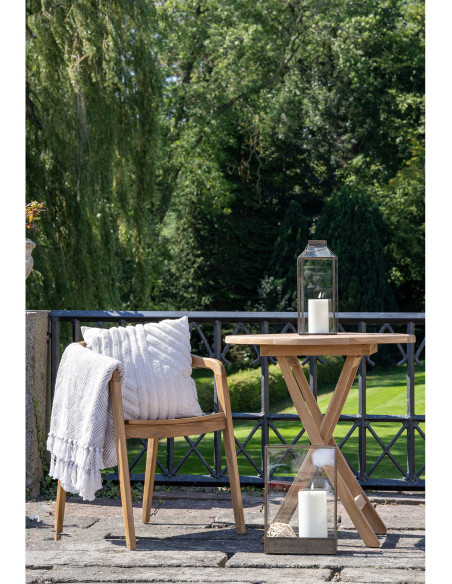 Grande Lanterne Photophore pour bougie Hauteur 35 cm Verre Transparent Métal Doré Effet laiton vieilli Mysore - 5