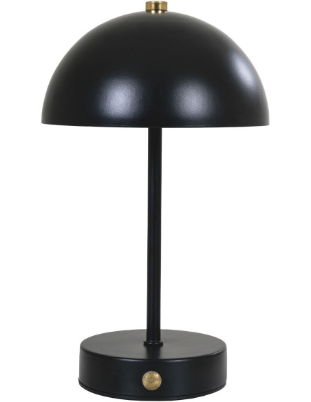 Lampe à poser moderne Led rechargeable Chapignon Hauteur 25 cm Métal Noir Laiton Holt - 1