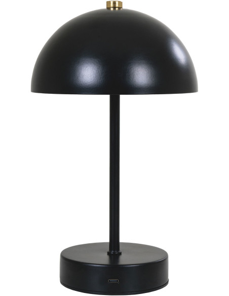 Lampe à poser moderne Led rechargeable Chapignon Hauteur 25 cm Métal Noir Laiton Holt - 3