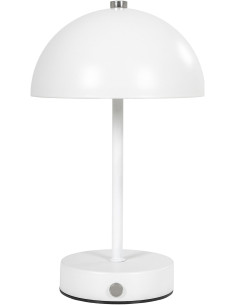 Lampe à poser moderne Led rechargeable Chapignon Hauteur 25 cm Métal Blanc Argenté Holt - 1