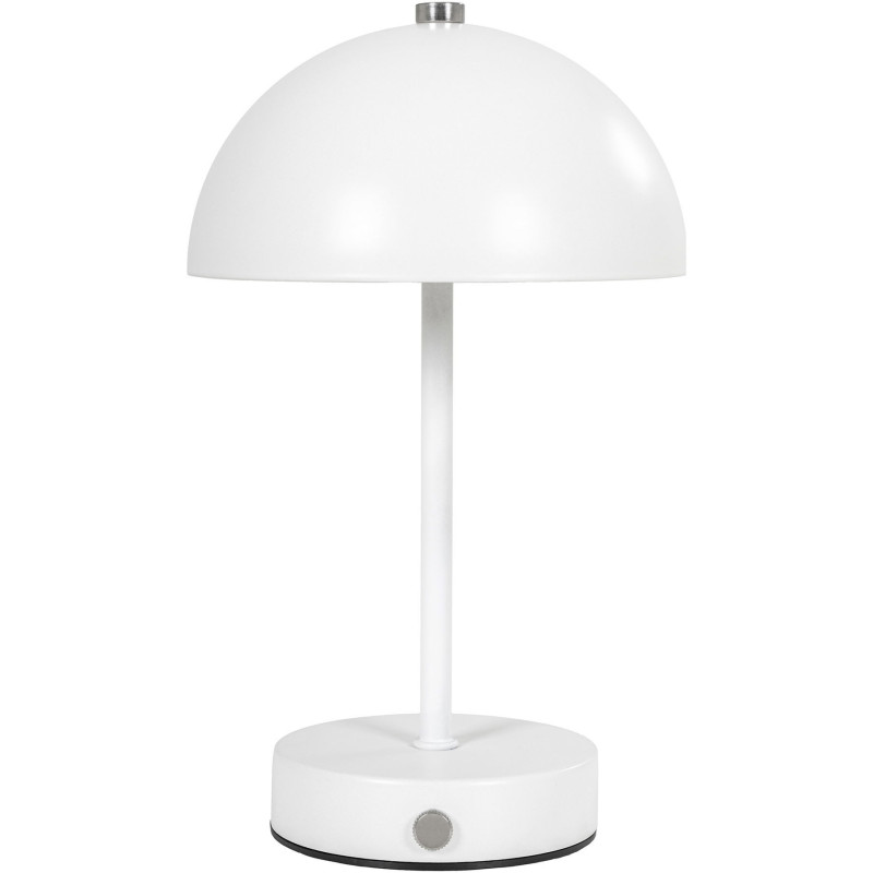 Lampe à poser moderne Led rechargeable Chapignon Hauteur 25 cm Métal Blanc Argenté Holt - 1