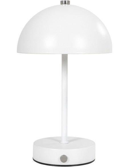 Lampe à poser moderne Led rechargeable Chapignon Hauteur 25 cm Métal Blanc Argenté Holt - 1