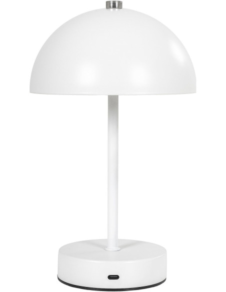 Lampe à poser moderne Led rechargeable Chapignon Hauteur 25 cm Métal Blanc Argenté Holt - 3