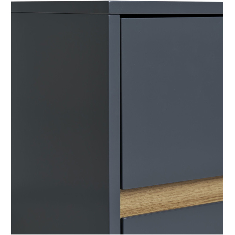 Chevet moderne 2 tiroirs Bois MDF Gris foncé Naturel Bisley - 5