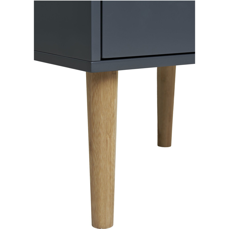 Chevet moderne 2 tiroirs Bois MDF Gris foncé Naturel Bisley - 6