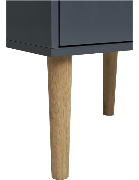 Chevet moderne 2 tiroirs Bois MDF Gris foncé Naturel Bisley - 6