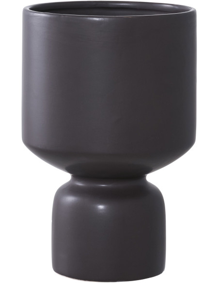 Cache pot moderne sur pied Rond Hauteur 23 cm Céramique Noir Tollose - 1