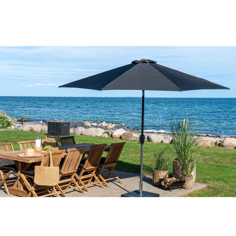 Parasol Droit Rond 3x3 m Tissu Noir Métal Noir Houston - 2