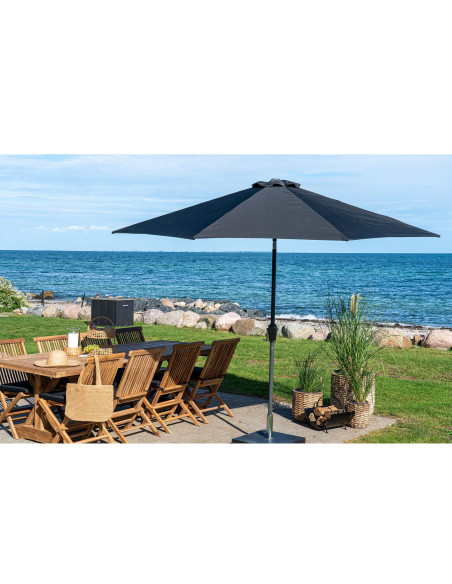 Parasol Droit Rond 3x3 m Tissu Noir Métal Noir Houston - 2